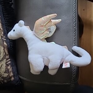 Ty Plush Toy with Iridescent Pink and White Accents